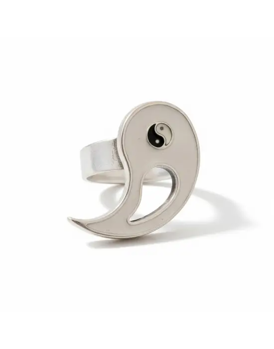 Antik Gümüş Kaplama Ayarlanabilir Ying-Yang Sembol Unisex Yüzük
