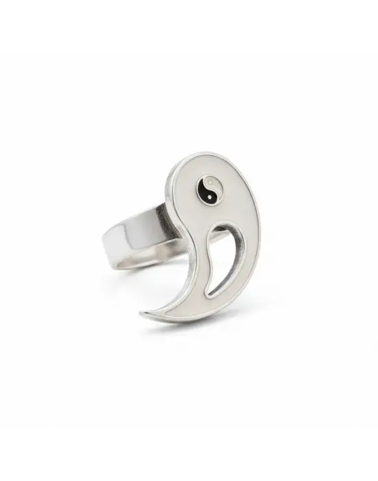 Antik Gümüş Kaplama Ayarlanabilir Ying-Yang Sembol Unisex Yüzük