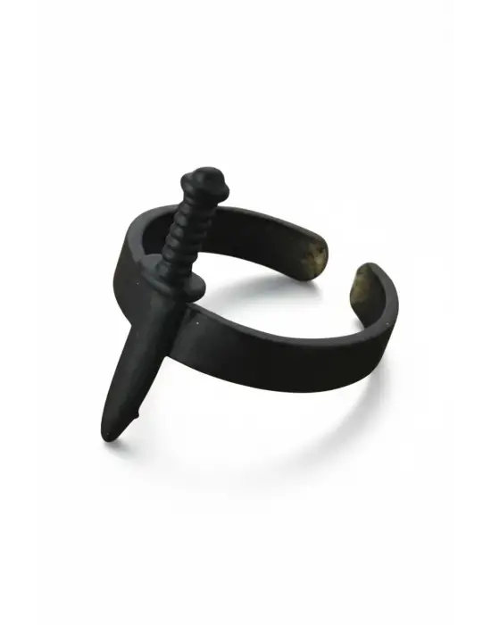 Antik Siyah Kaplama Unisex Gotik Siyah Bıçak Ayarlanabilir Yüzük