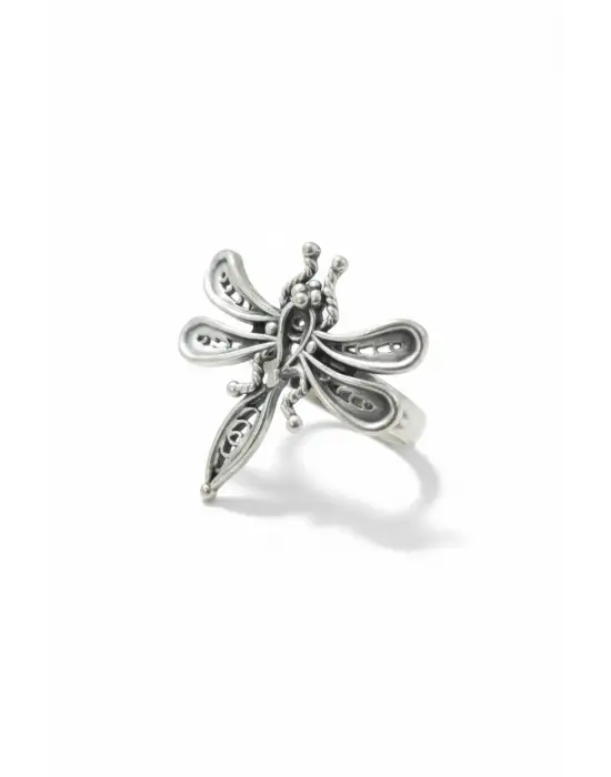 Gümüş Renk Figürlü Yüzük - Ayarlanabilir Antik Vintage Tarz Kadın Takı