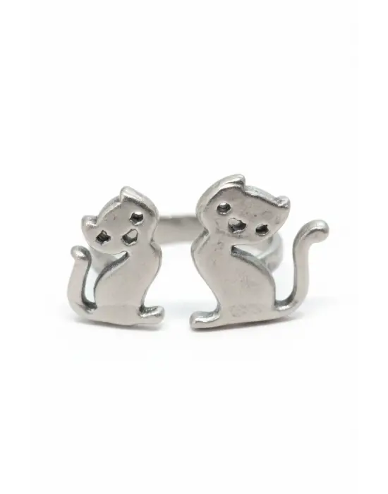 Antik Retro Gümüş Kaplama Cat Ayarlanabilir Zarif Model Kedi Unisex Yüzük