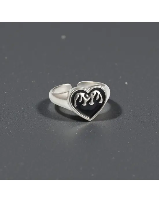 Gothic Kalp Heart Decor Unisex Ayarlanabilir Yüzük