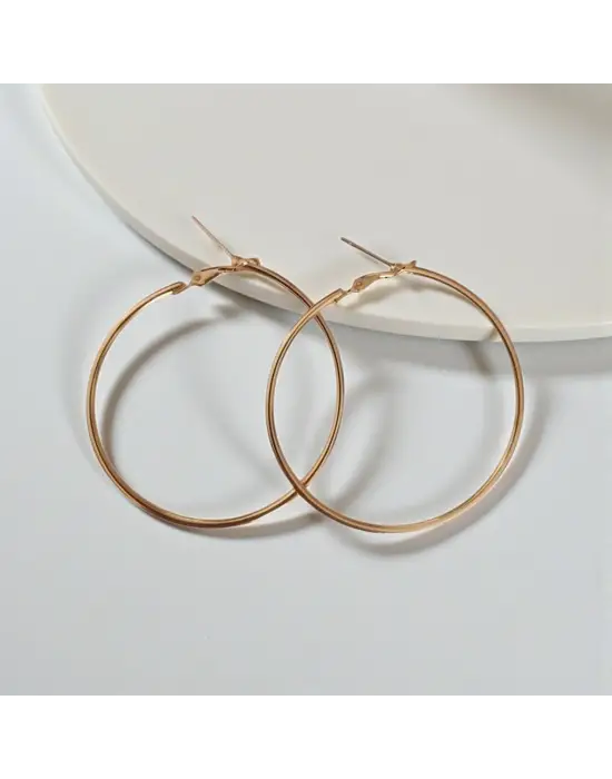 Antik Stil Tasarım Motifli Özel Kadın Daire Gold Renkli Aksesuar Küpe