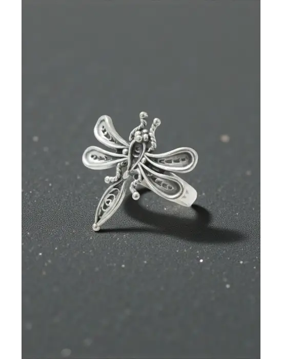 Gümüş Renk Figürlü Yüzük - Ayarlanabilir Antik Vintage Tarz Kadın Takı