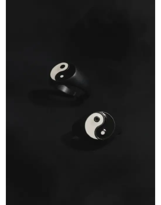 Antik Gümüş Kaplama Unisex Ayarlanabilir Ying Yang Yüzük