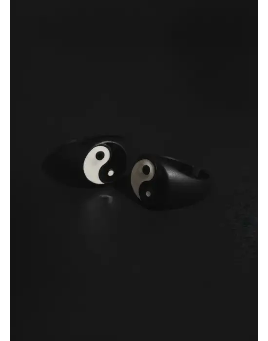 Antik Gümüş Kaplama Unisex Ayarlanabilir Ying Yang Yüzük