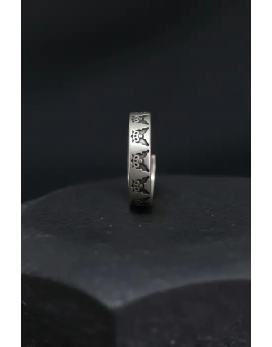 Gümüş Kaplama Kuromi Desenli Antik Görünümlü Ayarlanabilir Unisex Yüzük