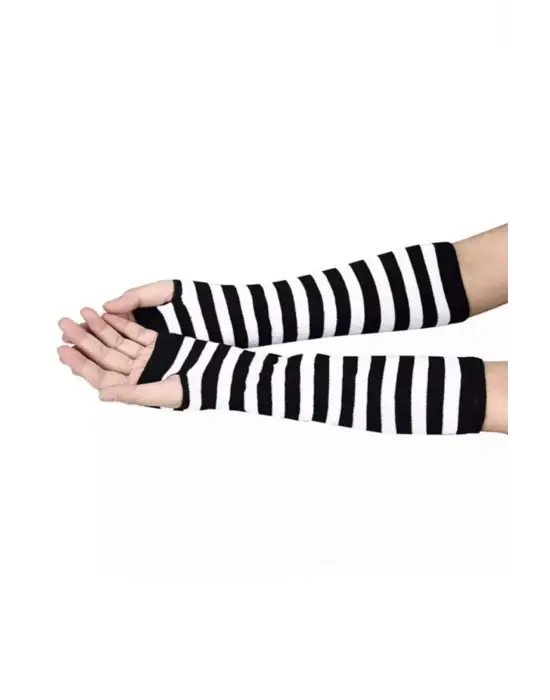 Anime Grunge Punk Siyah Beyaz Çizgili Kolluk