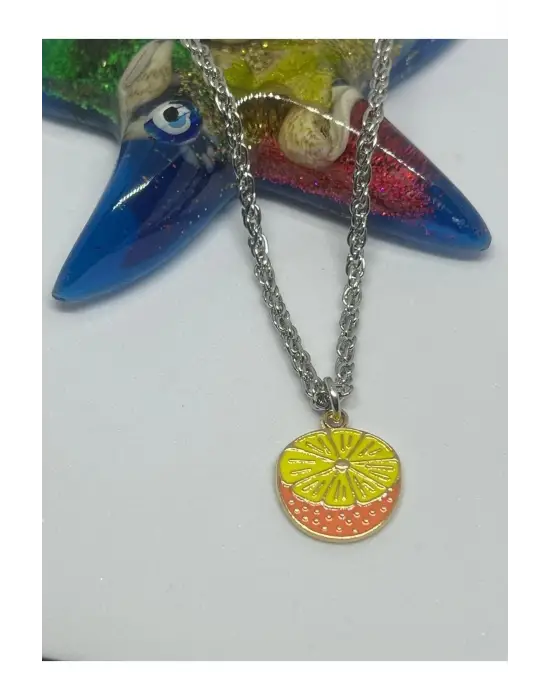 Anime Harajuku Retro Vintage Gümüş Kaplama Portakal Zincirli Aksesuar Kolye