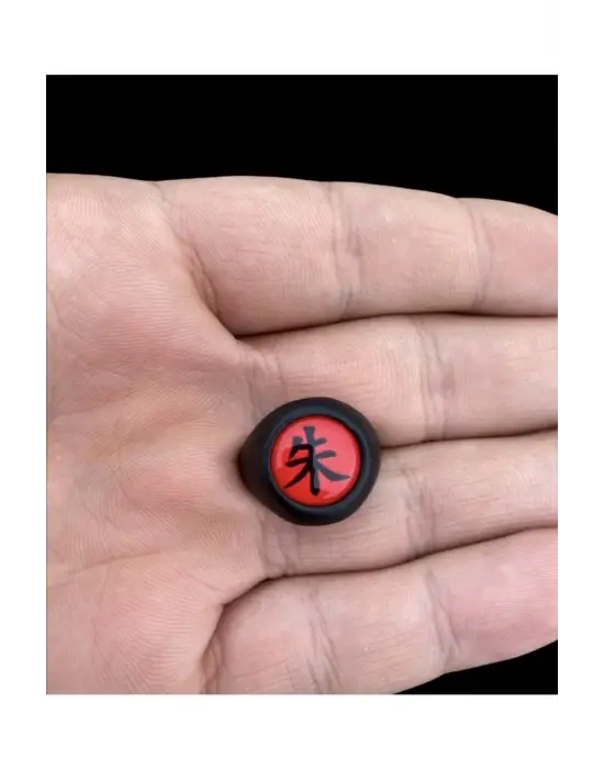 Anime Naruto Akatsuki Itachi Mat Siyah Kaplamalı Kırmızı Ayarlayabilir Yüzük