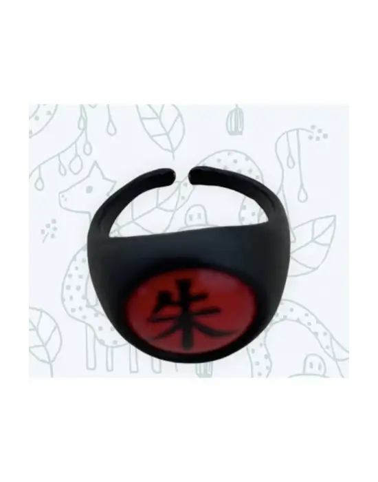 Anime Naruto Akatsuki Itachi Mat Siyah Kaplamalı Kırmızı Ayarlayabilir Yüzük