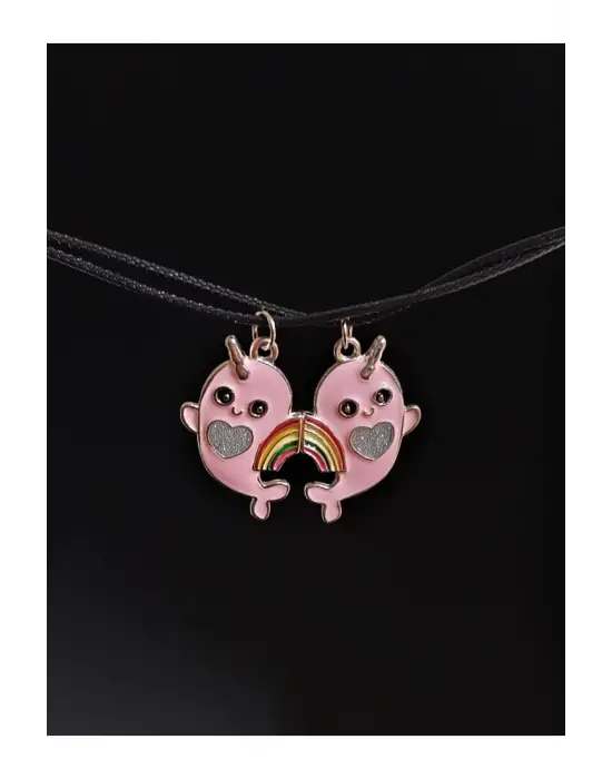 Anime Retro Vintage Aesthetic Kity Sun Child Mıknatıslı Unisex İkili Kolye