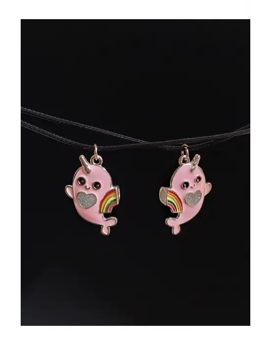 Anime Retro Vintage Aesthetic Kity Sun Child Mıknatıslı Unisex İkili Kolye