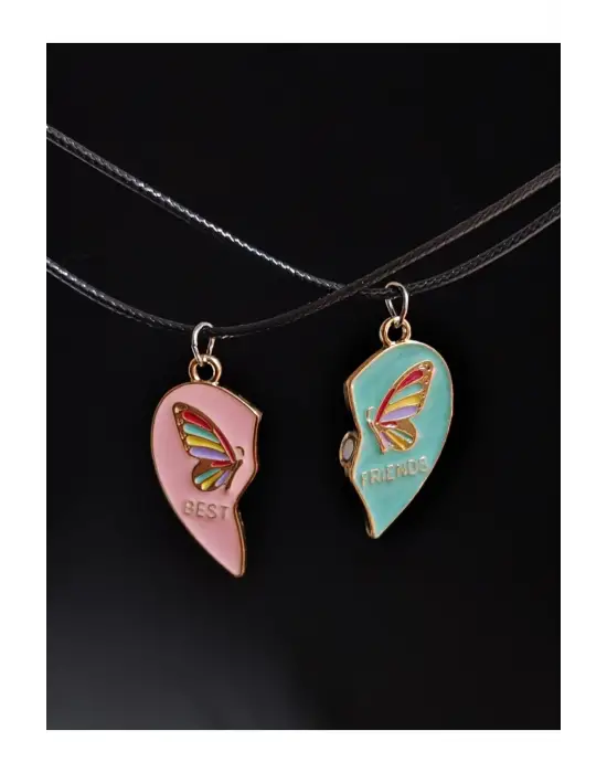 Anime Retro Vintage Best Frends Arkadaşlık Mıknatıslı Unisex İkili Kolye