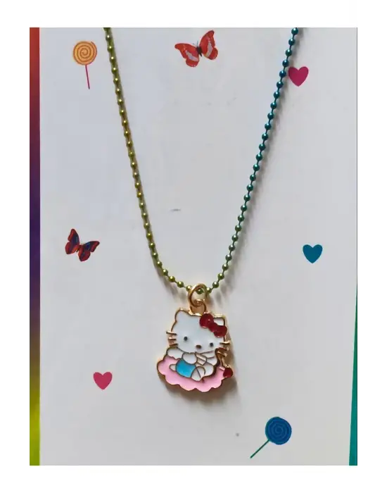 Anime Retro Vintage Magic Melody Hello Kity Fantasy Hediyelik Zincirli Kolye