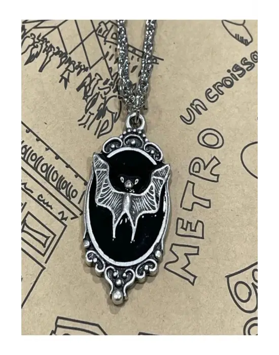 Antik Gotik Gümüş Kaplama Unisex Death Note Yarasa Sembol Zincirli Anime Kolye