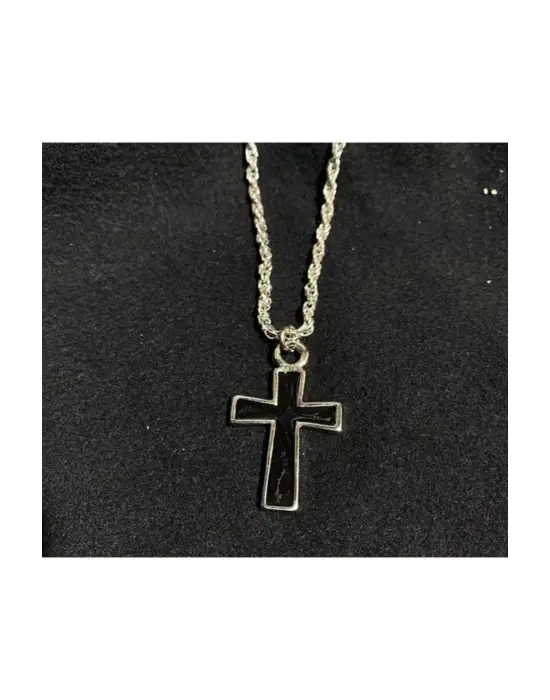 Antik Gotik Gümüş Kaplama Unisex Haç Işareti Zincirli Kolye