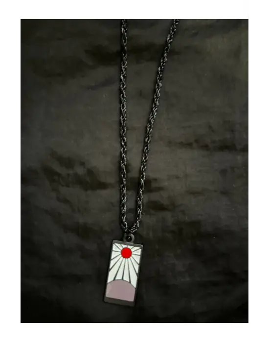 Antik Gotik Gümüş Kaplama Unisex Siyah Anime Kolye Demon Slayer Kimetsu No Yaiba Blade Ghost Kolye