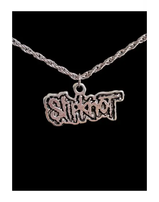 Antik Gümüş Kaplama Çelik Anime Gotik Slikp NOT Unisex Zincirli Kolye