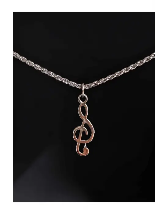 Antik Gümüş Kaplama Çelik Müzik Desen Melody Sembol Unisex Kolye