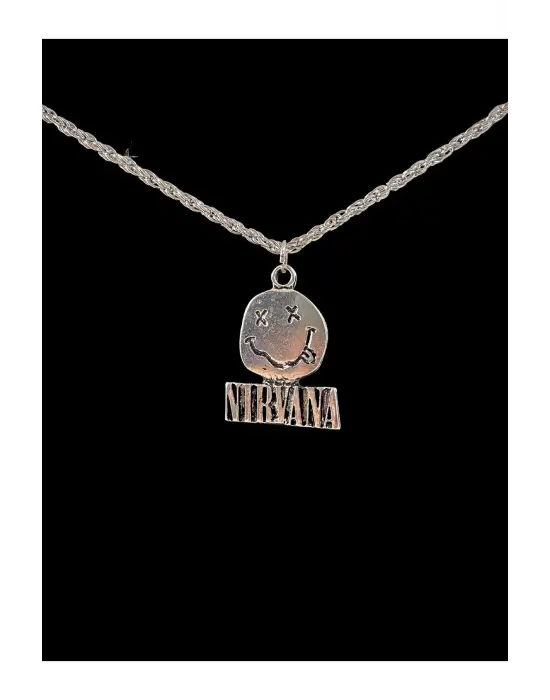 Antik Gümüş Kaplama Çelik Nirvana Rock Müzik Zincirli Kolye
