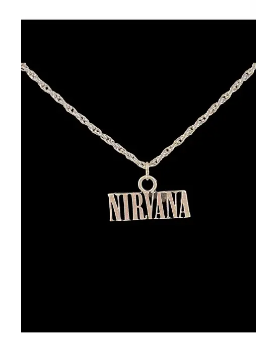Antik Gümüş Kaplama Çelik Rock Müzik Nirvana Zincirli Bijuteri Kolye