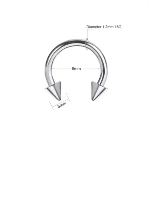 Antik Gümüş Kaplama Cerrahi Çelik Piercing Kulak-dudak-kıkırdak-tragus 8mm