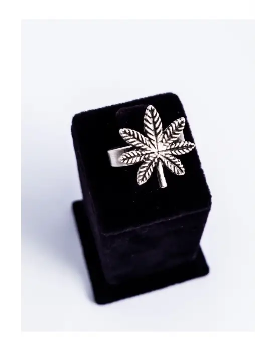 Antik Gümüş Kaplama El Yapımı Ayarlanabilir Yonca Yaprak Yüzük