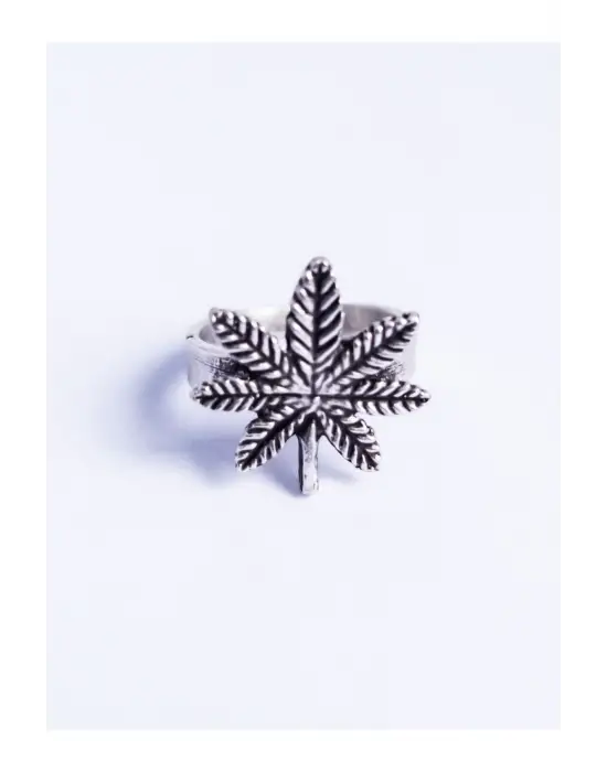 Antik Gümüş Kaplama El Yapımı Ayarlanabilir Yonca Yaprak Yüzük