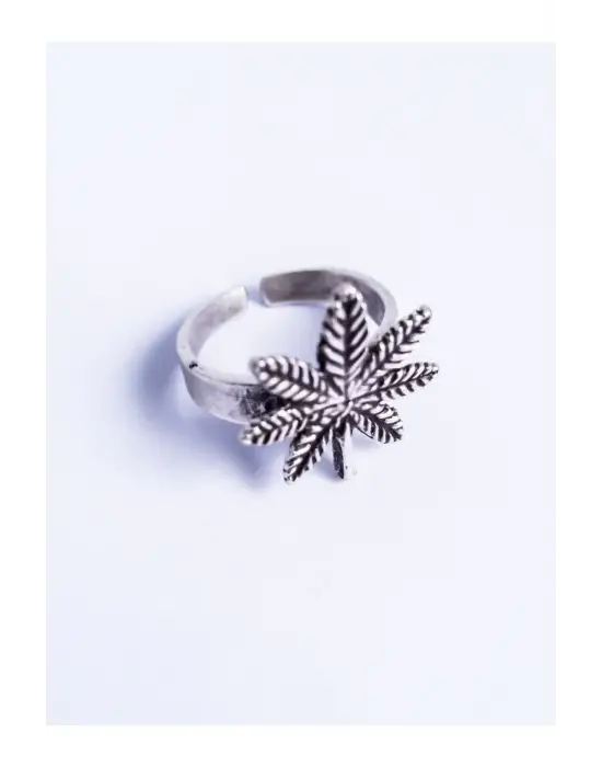 Antik Gümüş Kaplama El Yapımı Ayarlanabilir Yonca Yaprak Yüzük