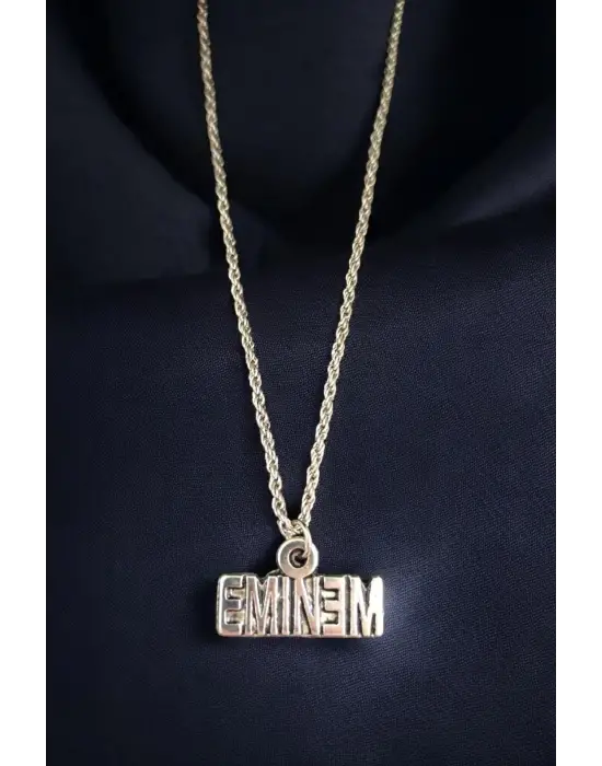 Antik Gümüş Kaplama El Yapımı Eminem Fan Unisex Zincirli Kolye