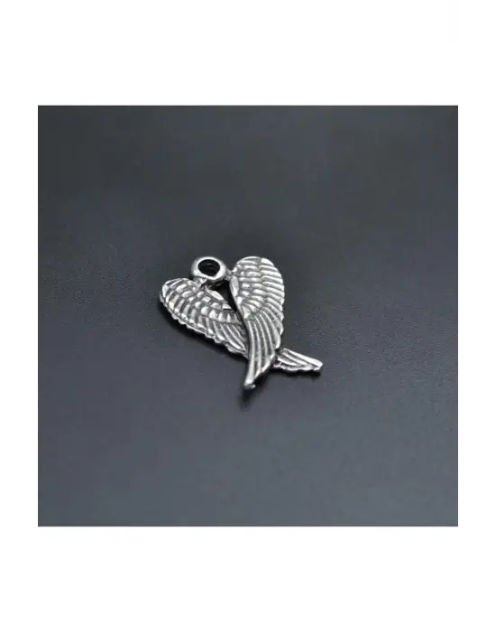 Antik Gümüş Kaplama El Yapımı Özel Melek Kanadı Erkek Kadın Kolye