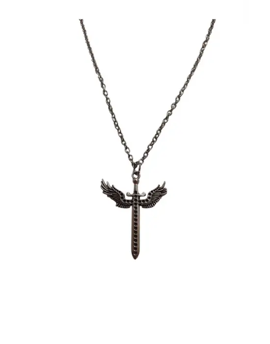 Antik Gümüş Kaplama El Yapımı Özel Melek Zihgir Kanat Erkek Kadın Kolye