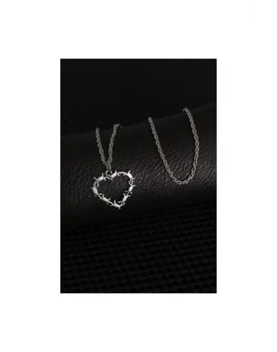 Antik Gümüş Kaplama Gotik Harajuku Sarmal Kalp Gothic Kolye