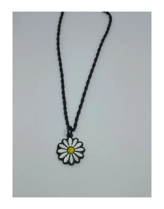 Antik Gümüş Kaplama Gotik Unisex Hediyelik Papatya Anime Çelik Zincirli Aksesuar Kolye