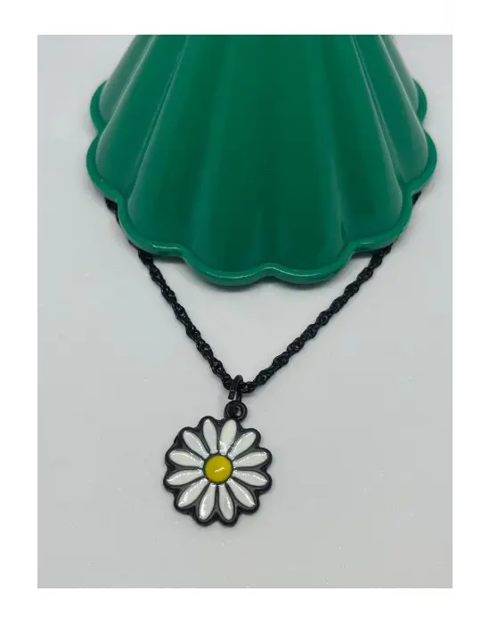 Antik Gümüş Kaplama Gotik Unisex Hediyelik Papatya Anime Çelik Zincirli Aksesuar Kolye