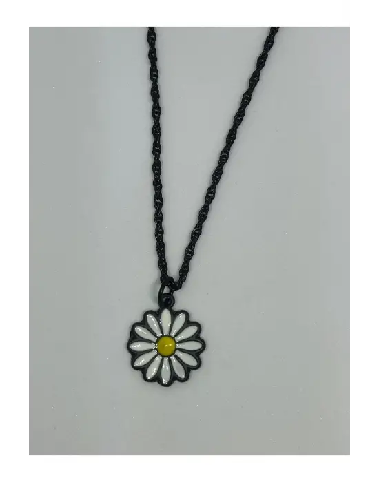 Antik Gümüş Kaplama Gotik Unisex Hediyelik Papatya Anime Çelik Zincirli Aksesuar Kolye