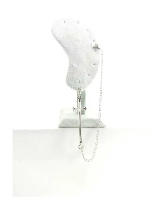 Antik Gümüş Kaplama Kadın Gotik Anime Kadın Şövalye Kılıcı Zincirli Tragus Sıkıştırma Küpe