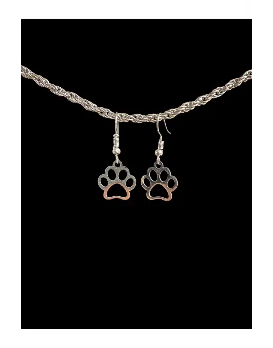 Antik Gümüş Kaplama Kadın Gotik Anime Pati Kedi Sevimli Küpe