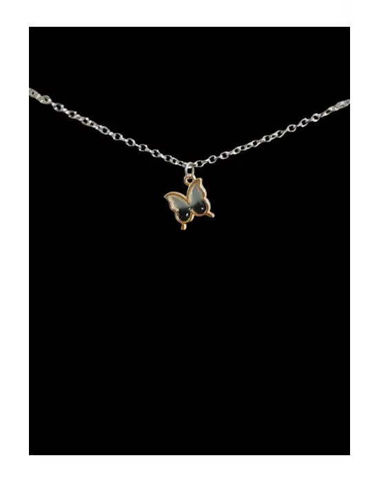 Antik Gümüş Kaplama Kelebek Basic Butterfly Sevimli Kolye