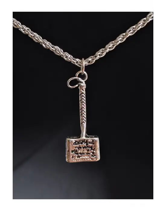 Antik Gümüş Kaplama Marvel Avengers Thor Çekiç Sembol Unisex Zincirli Hediyelik Kolye