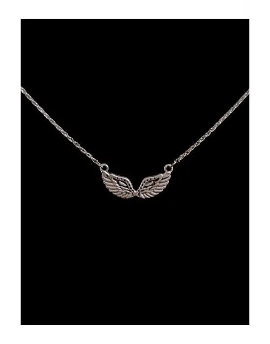 Antik Gümüş Kaplama Paslanmaz Çelik Unisex Melek Zincirli Kolye