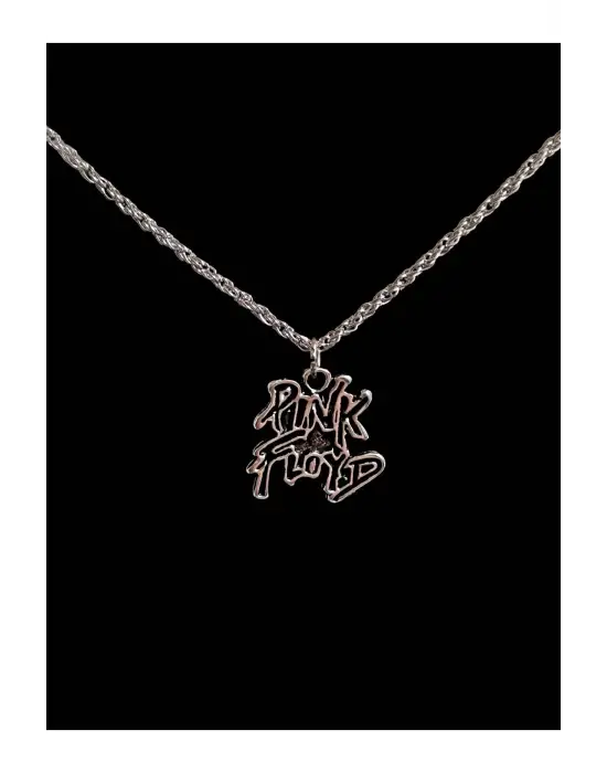 Antik Gümüş Kaplama Pink Floyd Rock Yazılı Heart Unisex Kolye