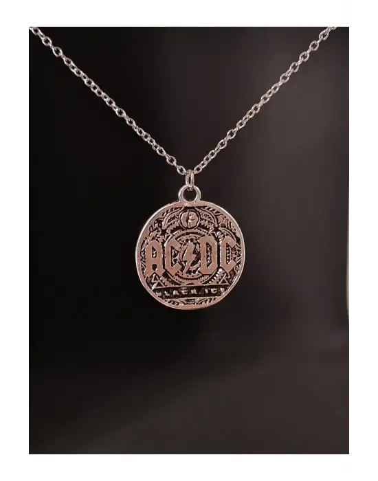 Antik Gümüş Kaplama Retro El Yapımı AC DC Müzik Star Fan Unisex Zincirli Kolye