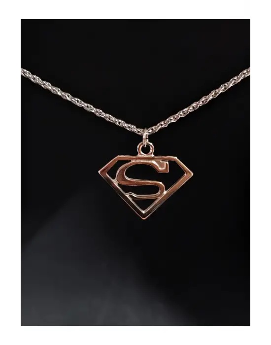 Antik Gümüş Kaplama S Write Hero Sembol Unisex Zincirli Kolye