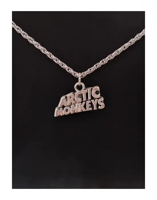 Antik Gümüş Kaplama Sembol Arctic Monkey Zincirli Unisex Kolye