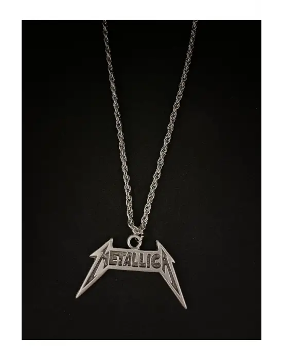 Antik Gümüş Kaplama Sembol Metalica Tasarım Kolye