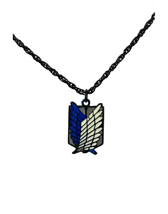 Antik Gümüş Kaplama Unisex Anime Attack On Titan Wings Siyah Zincirli Kolye