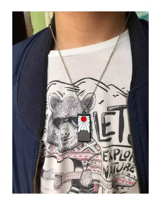 Antik Gümüş Kaplama Unisex Anime Kolye Demon Slayer Kimetsu No Yaiba Blade Ghost Zincirli Kolye