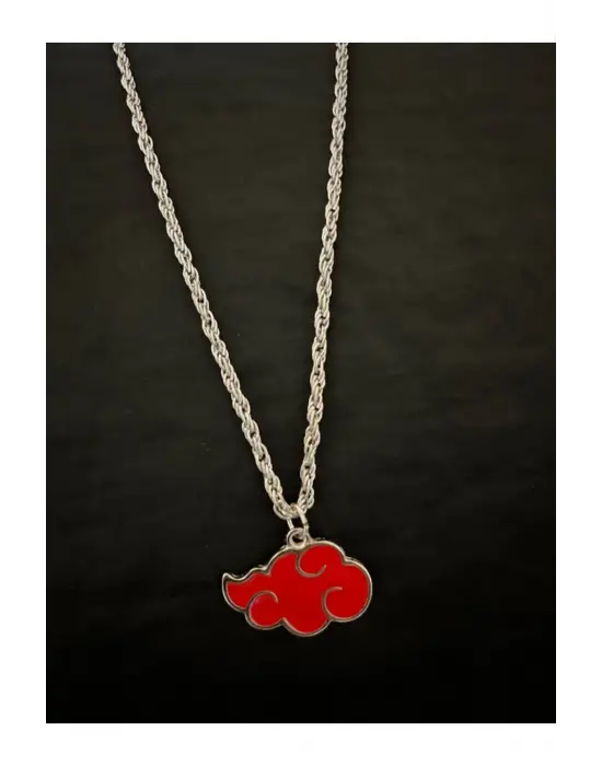 Antik Gümüş Kaplama Unisex Anime Naruto Akatsuki Sembol Zincirli Kolye